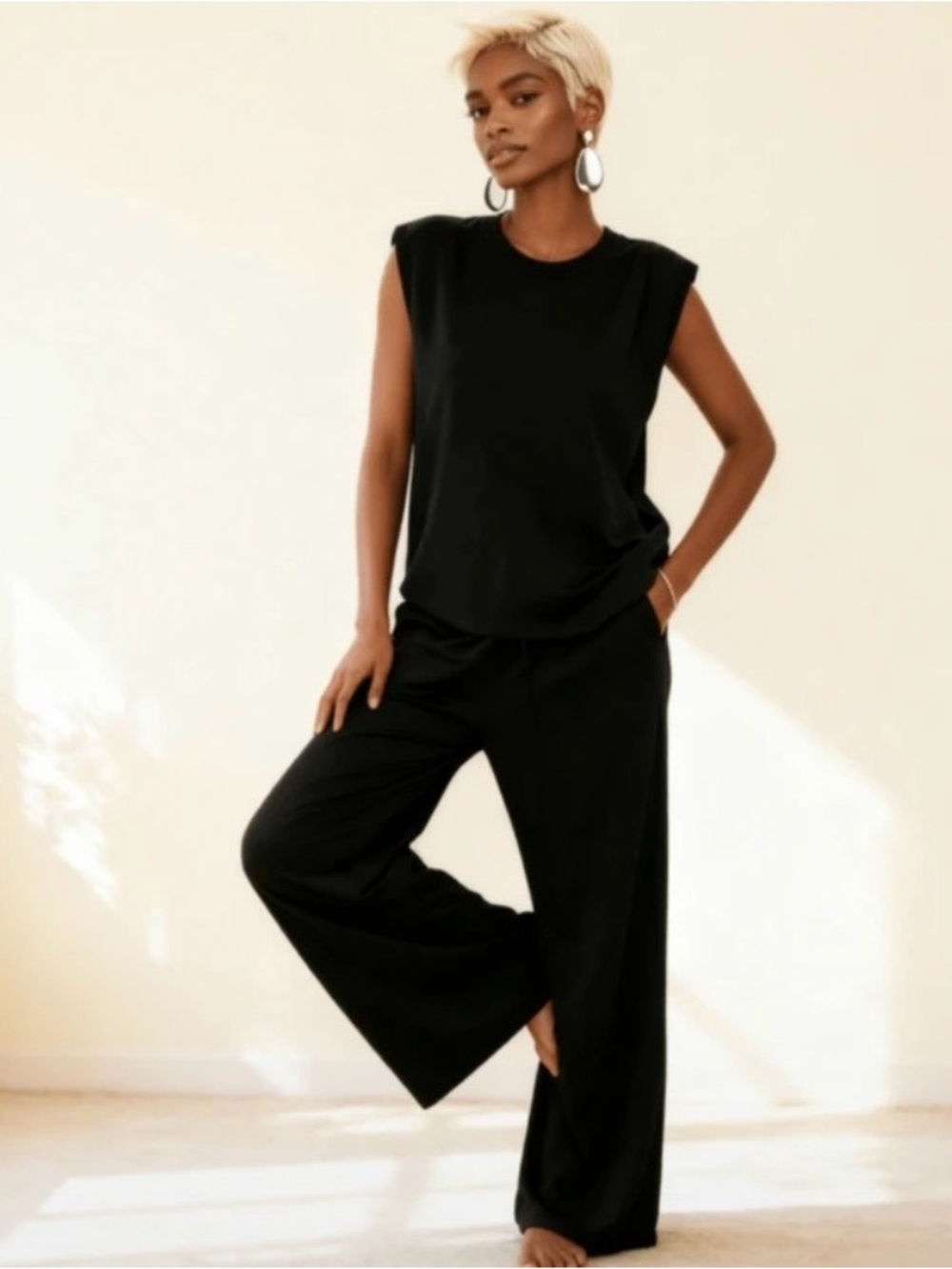 Sleeveless Black Wide-Leg Jumpsuit